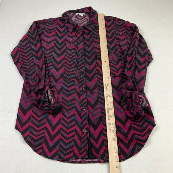 Splendid Womens Button Front Shirt Printed Long Sleeve Roll Tab Collared Top XS - Picture 5 of 11